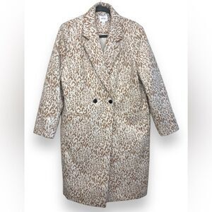 Nine West Animal Print Trench Peacoat Cream Tan Size XXL